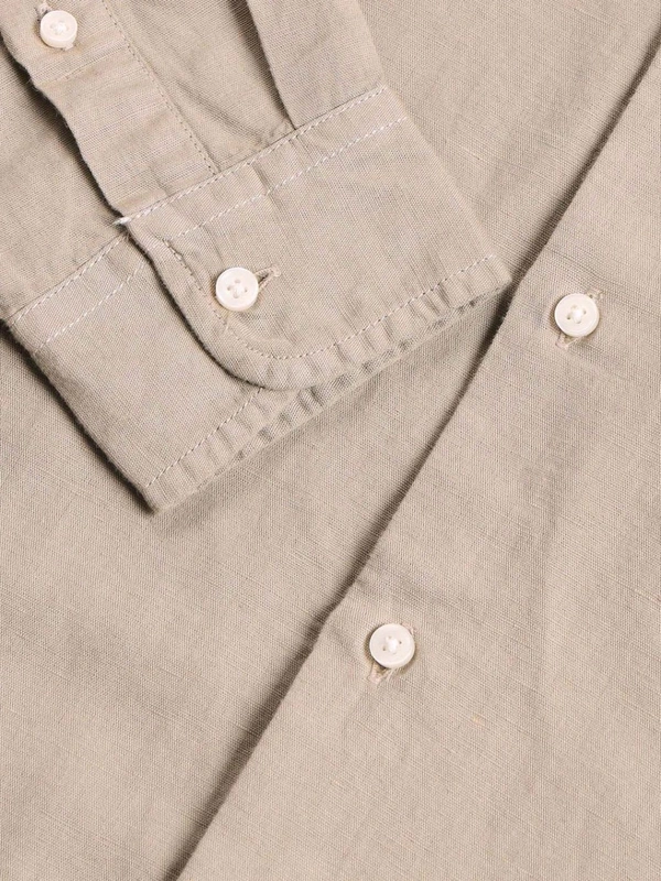 U.S POLO ASSN. Solid Beige Full Sleeves Collar Neck Shirt - Cameo, S