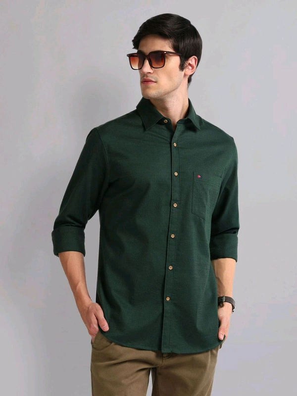 AD  Solid Patterned Slim Fit Shirt - Everglade, S