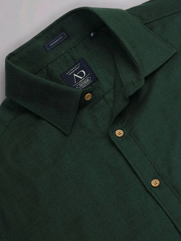 AD  Solid Patterned Slim Fit Shirt - Everglade, S