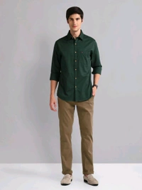 AD  Solid Patterned Slim Fit Shirt - Everglade, S