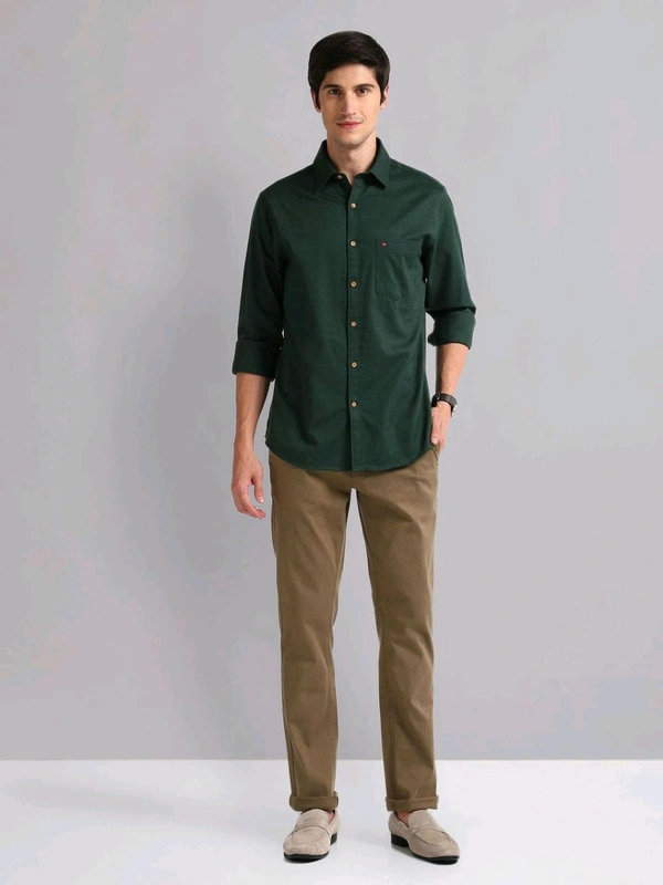 AD  Solid Patterned Slim Fit Shirt - Everglade, S