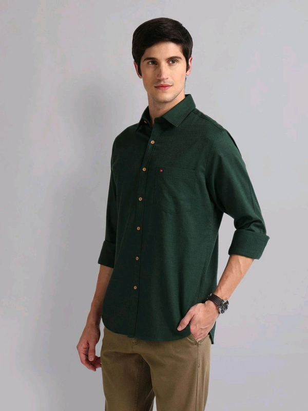 AD  Solid Patterned Slim Fit Shirt - Everglade, S