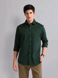 AD  Solid Patterned Slim Fit Shirt - Everglade, S