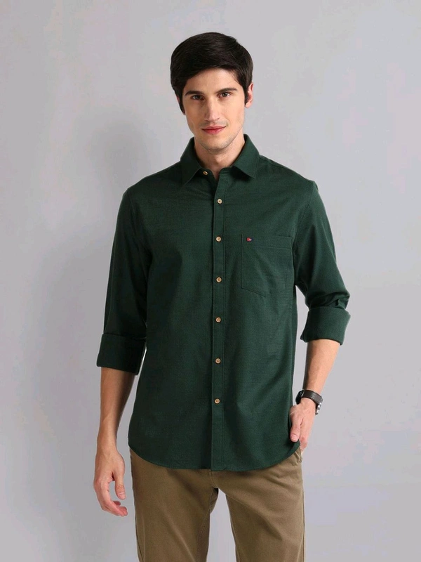 AD  Solid Patterned Slim Fit Shirt - Everglade, S