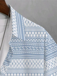 BULLMER Trendy Printed Blue Causal Shirt for Men - Periwinkle, M