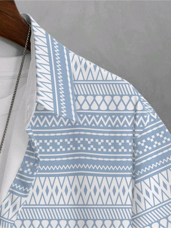 BULLMER Trendy Printed Blue Causal Shirt for Men - Periwinkle, M