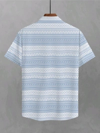 BULLMER Trendy Printed Blue Causal Shirt for Men - Periwinkle, L