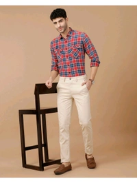 Cavallo By Linen Club Blended Linen Red Checked Casual Shirt - Red Orange, M