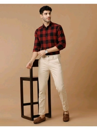 Blended Linen Red Checked Casual Shirt - Guardsman Red, S