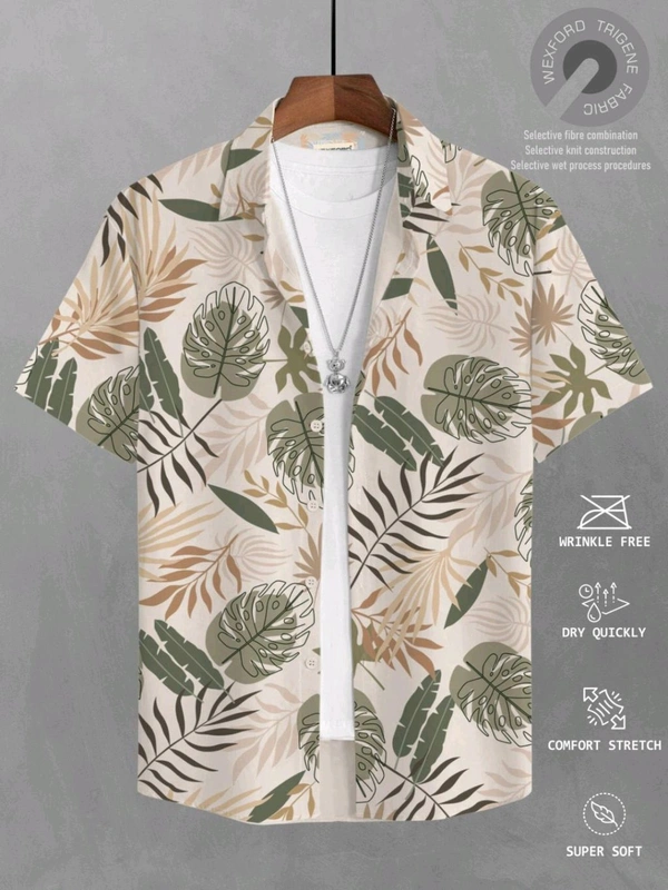 BULLMER Trendy Printed Green Causal Shirt for Men - Merino, M
