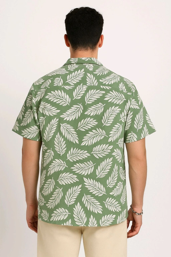 BULLMER Trendy Printed Olive Causal Shirt for Men - Surf Crest, S