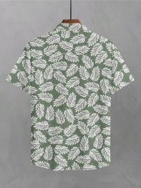 BULLMER Trendy Printed Olive Causal Shirt for Men - Surf Crest, XL
