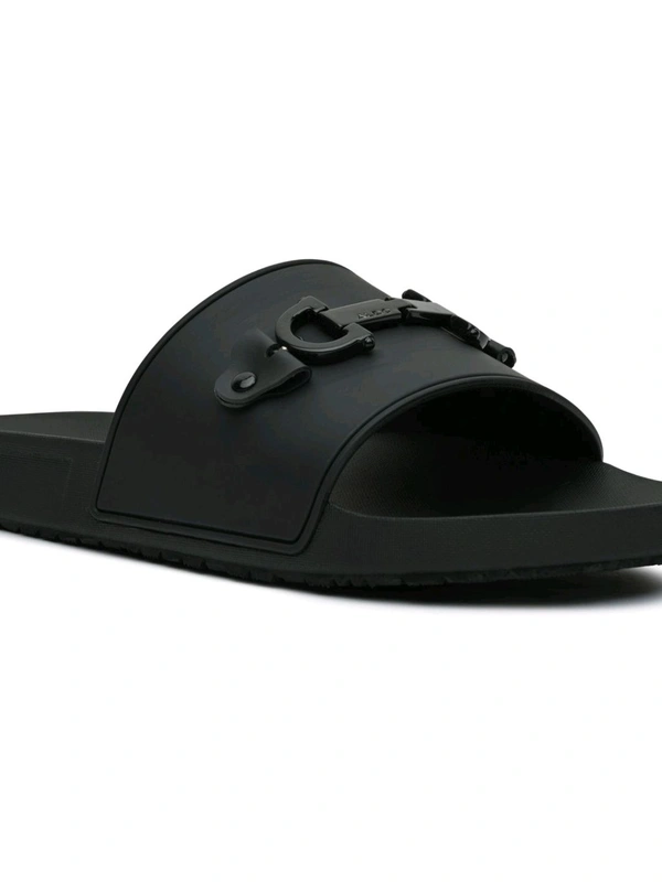 Aldo Men Black Single Strap Sliders - Black, UK 07