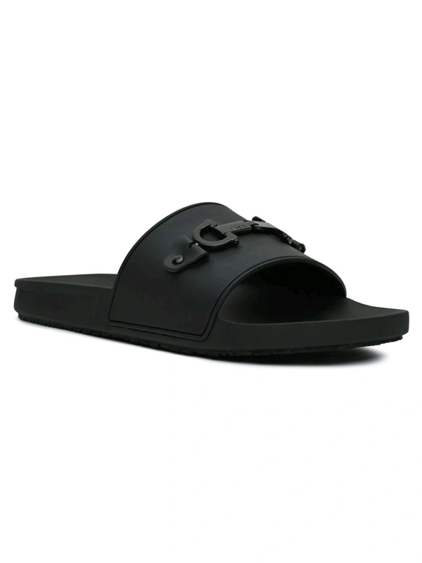 Aldo Men Black Single Strap Sliders - Black, UK 07