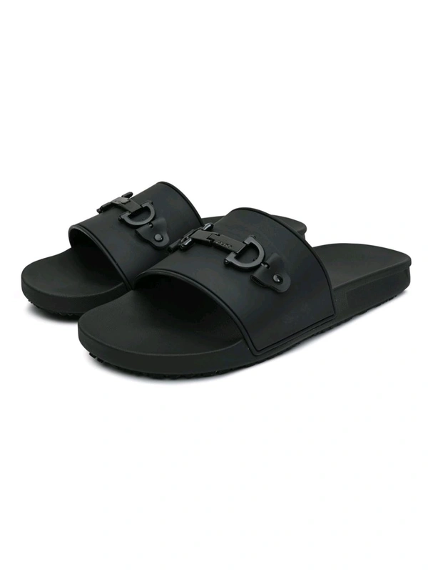 Aldo Men Black Single Strap Sliders - Black, UK 08