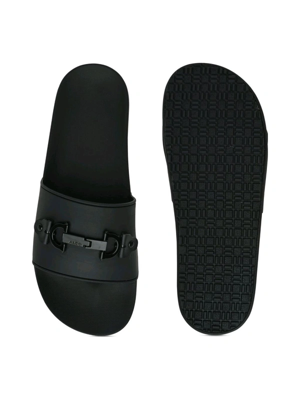 Aldo Men Black Single Strap Sliders - Black, UK 08