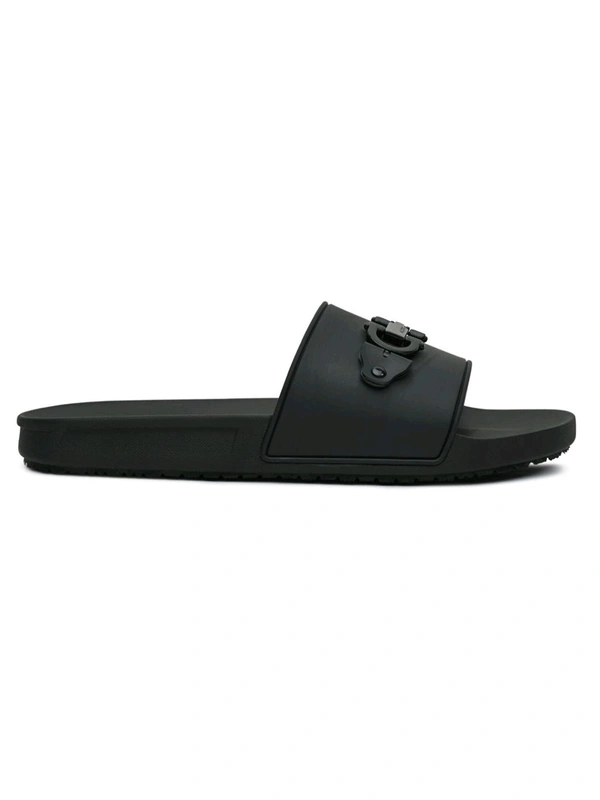 Aldo Men Black Single Strap Sliders - Black, UK 10