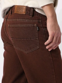 Urbano Fashion Mens Brown Loose Fit Washed Jeans Non-Stretchable - Cocoa Bean, 30