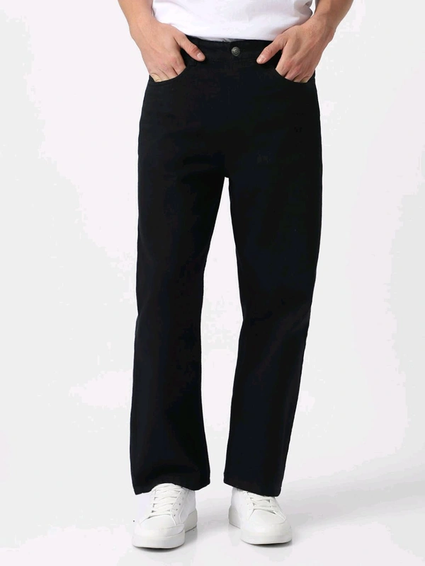 Urbano Fashion Mens Black Loose Fit Washed Jeans Non-Stretchable - Black, 40