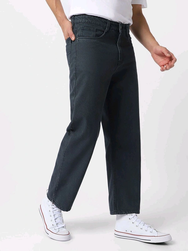 Urbano Fashion Mens Grey Loose Fit Washed Jeans Non-Stretchable - Dorado, 36