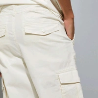 URB_N Men Textured Cargo Parachute Trousers - White, 34