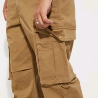 URB_N Men Textured Cargo Parachute Trousers - Raw Sienna, 30
