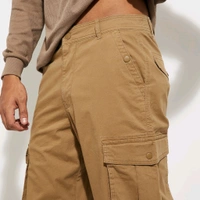 URB_N Men Textured Cargo Parachute Trousers - Raw Sienna, 30