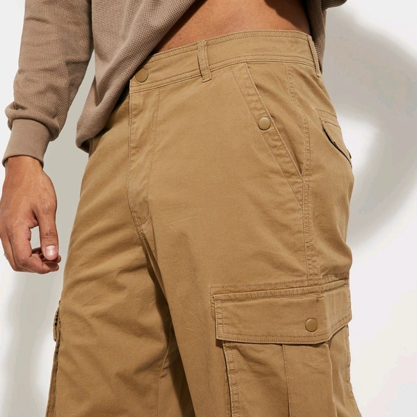 URB_N Men Textured Cargo Parachute Trousers - Raw Sienna, 30