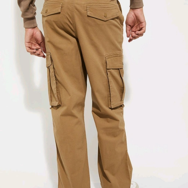 URB_N Men Textured Cargo Parachute Trousers - Raw Sienna, 32