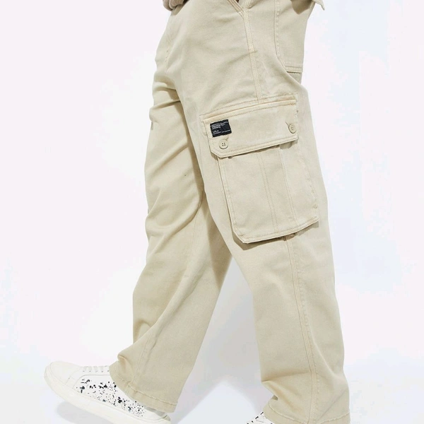 URB_N Men Relaxed Fit Cargo Trousers - Beige, 32