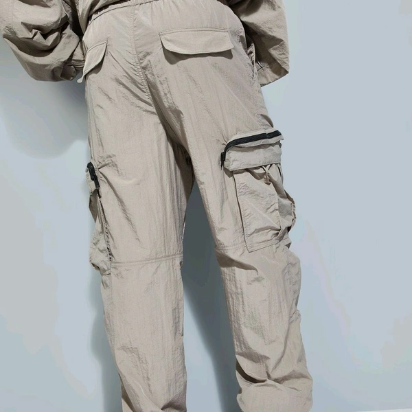 URB_N Men Solid Parachute Pants with Cargo Pockets - Mercury, 30