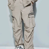 URB_N Men Solid Parachute Pants with Cargo Pockets - Mercury, 32