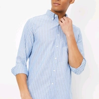 URB_N Men Striped Slim Fit Shirt
 - Periwinkle Gray, XL