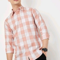 URB_N Men Checked Slim Fit Shirt
 - Pink, S