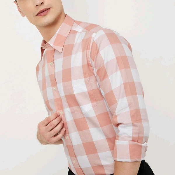 URB_N Men Checked Slim Fit Shirt
 - Pink, XL