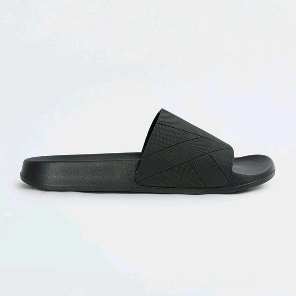 Zorva Men Textured Open-Toe Sliders - Black, UK 10