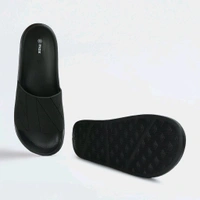 Zorva Men Textured Open-Toe Sliders - Black, UK 10