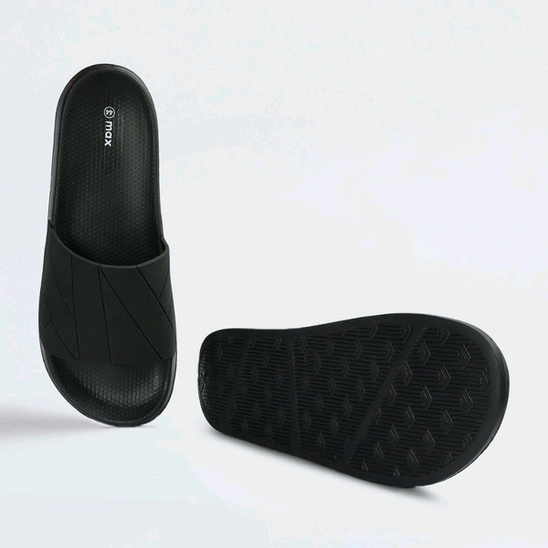 Zorva Men Textured Open-Toe Sliders - Black, UK 10