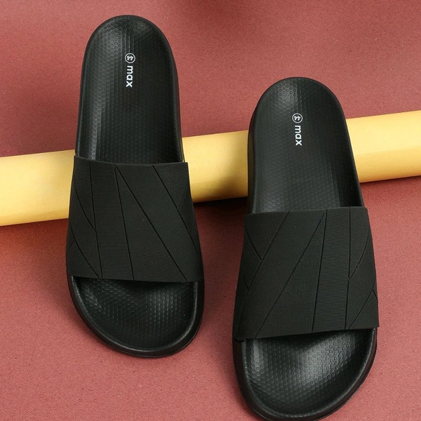 Zorva Men Textured Open-Toe Sliders - Black, UK 10
