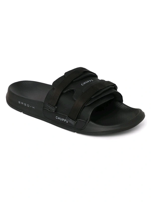 Chupps Bandwidth Sliders Men Casual Sliders Black - Black, UK 09