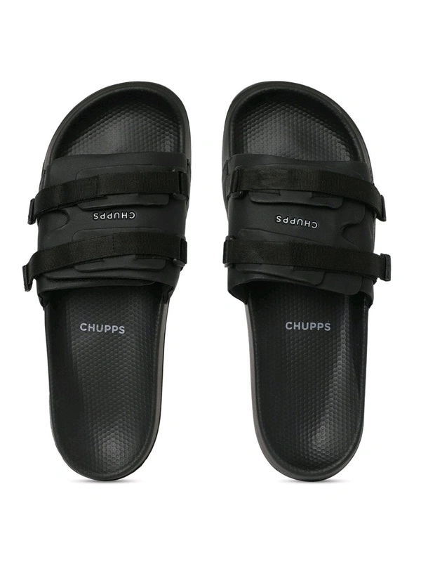 Chupps Bandwidth Sliders Men Casual Sliders Black - Black, UK 10