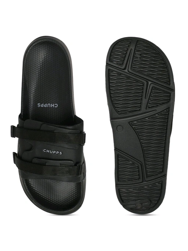 Chupps Bandwidth Sliders Men Casual Sliders Black - Black, UK 11