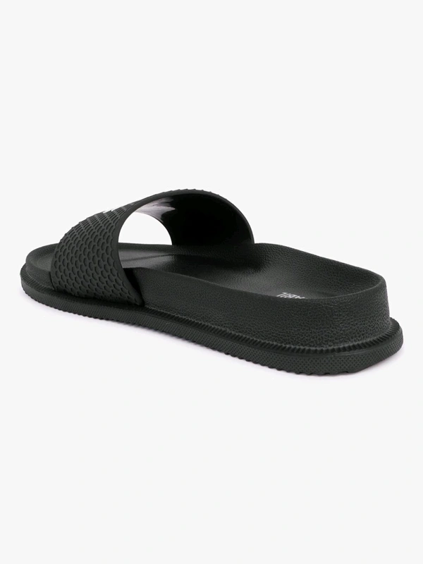 Cantabil Men Black Comfortable Self Design Sliders - Black, UK 10