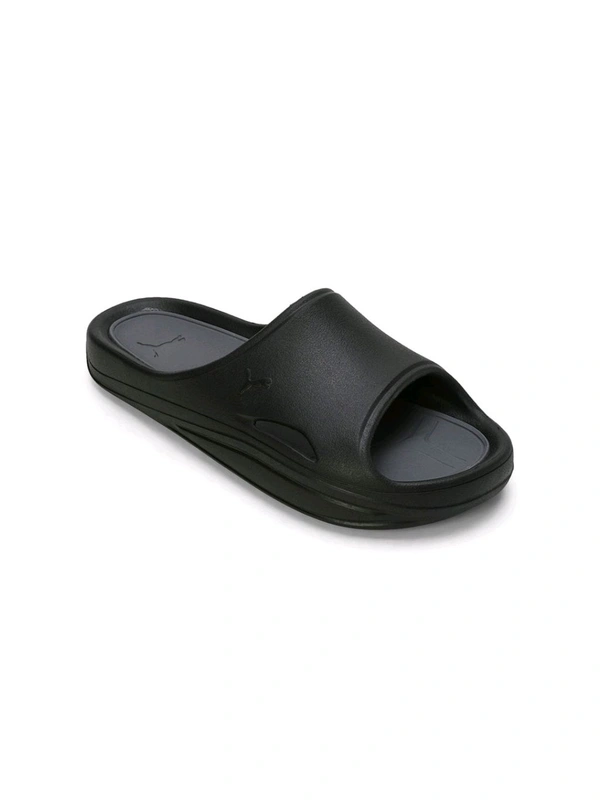 PUMA  Lithen Injex Men Black Slides - Black, UK 07