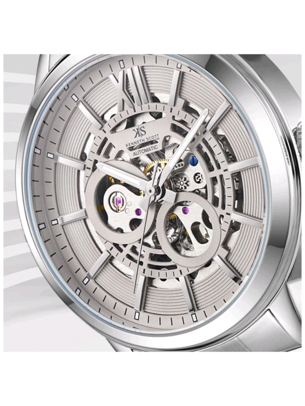 Kenneth Scott Men Silver Dial Automatic Watch 