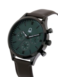 United Colors of Benetton Men Green Round Brass Dial Analogue Watch 
