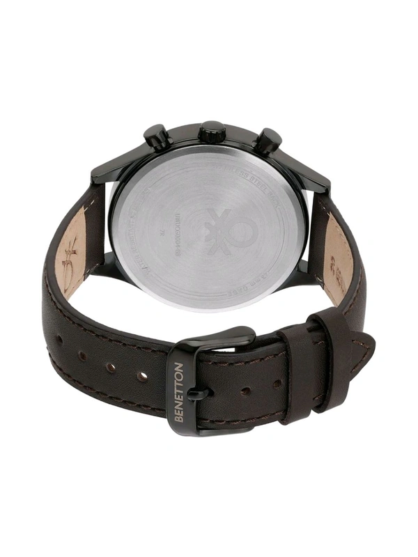United Colors of Benetton Men Green Round Brass Dial Analogue Watch 