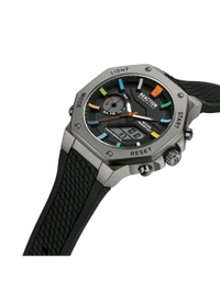 Reaction Kenneth Cole ANA-DIGIT Black Silicone Strap Sports Wear Watch for Mens