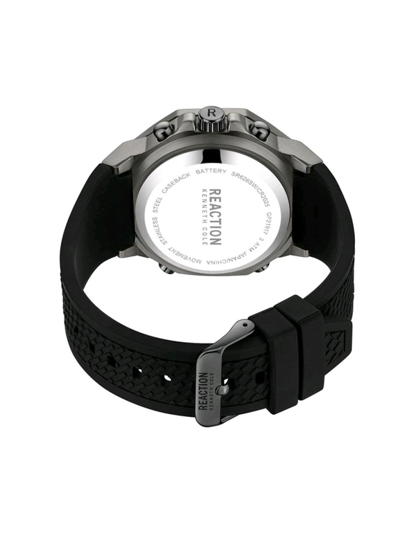 Reaction Kenneth Cole ANA-DIGIT Black Silicone Strap Sports Wear Watch for Mens