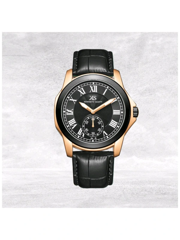Kenneth Scott Men Black Dial Analog Watch